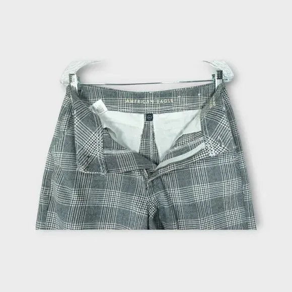 Womens American Eagle Super High Rise Baggy Wide Leg Pants Black White 6 LONG - Picture 5 of 7